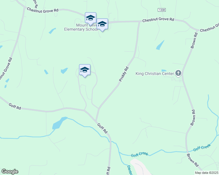 map of restaurants, bars, coffee shops, grocery stores, and more near 1294 Priddy Road in King