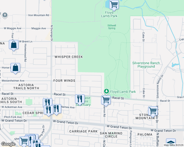 map of restaurants, bars, coffee shops, grocery stores, and more near 8150 Hawk Clan Court in Las Vegas