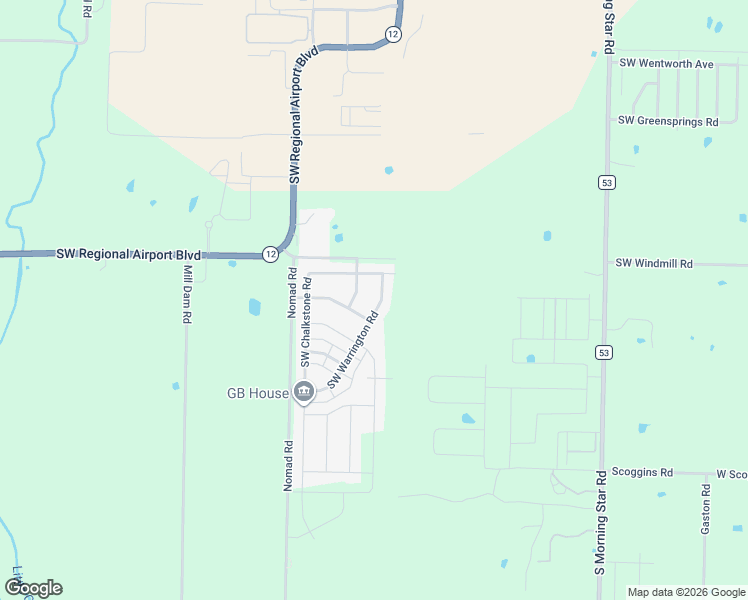 map of restaurants, bars, coffee shops, grocery stores, and more near 6106 Southwest Warrington Road in Bentonville