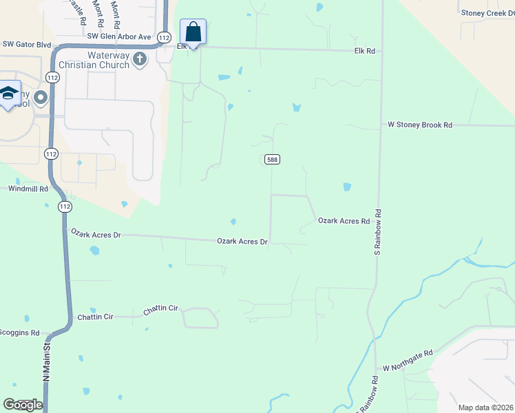map of restaurants, bars, coffee shops, grocery stores, and more near 3599 Ozark Acres Drive in Cave Springs