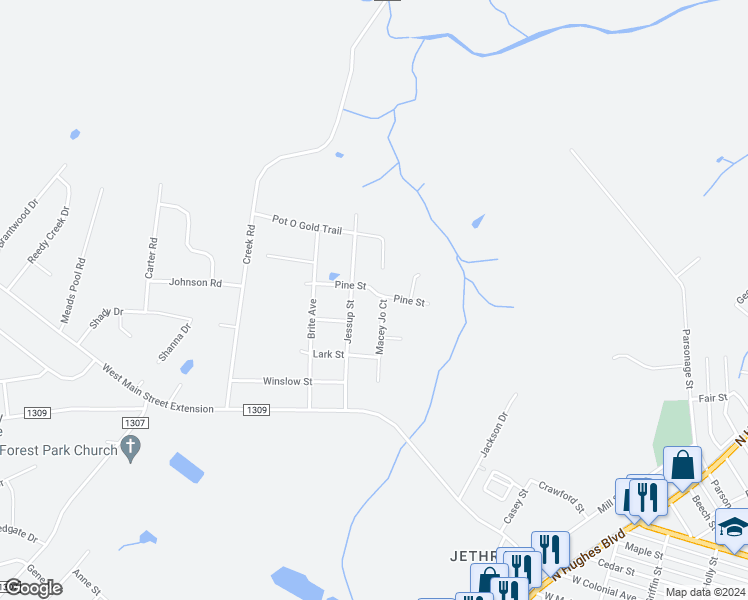 map of restaurants, bars, coffee shops, grocery stores, and more near 1001 Macey Jo Court in Elizabeth City