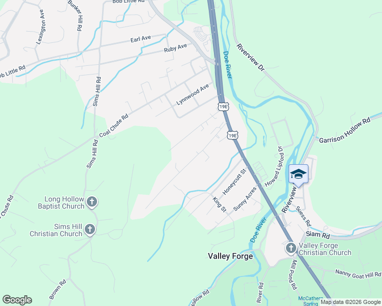 map of restaurants, bars, coffee shops, grocery stores, and more near 138 Clay Little Road in Elizabethton
