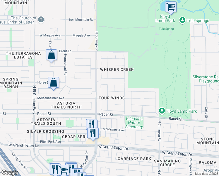 map of restaurants, bars, coffee shops, grocery stores, and more near 8404 Romantic Sunset Street in Las Vegas