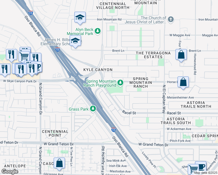 map of restaurants, bars, coffee shops, grocery stores, and more near 8450 North Fort Apache Road in Las Vegas