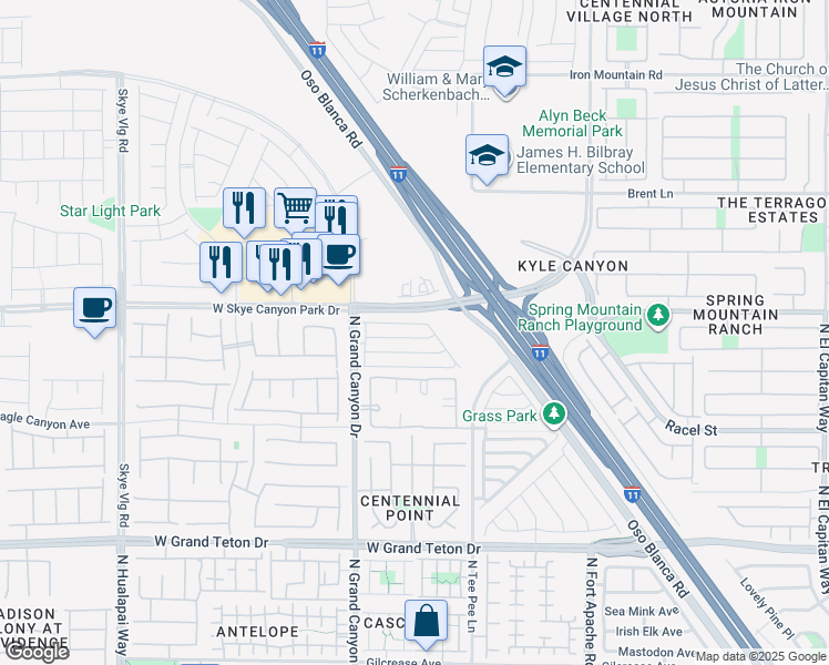 map of restaurants, bars, coffee shops, grocery stores, and more near 9464 Milkweed Canyon Avenue in Las Vegas