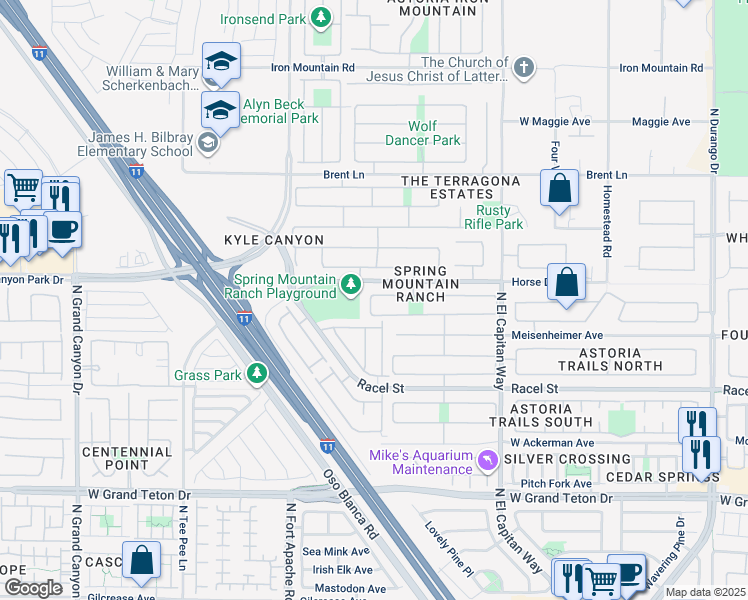 map of restaurants, bars, coffee shops, grocery stores, and more near 9057 Spinning Wheel Avenue in Las Vegas