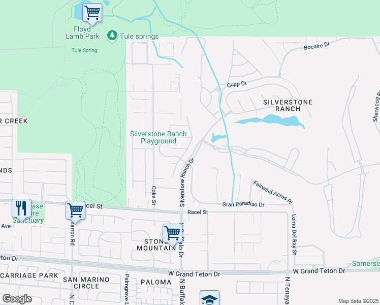 map of restaurants, bars, coffee shops, grocery stores, and more near 7597 Grove Acre Court in Las Vegas