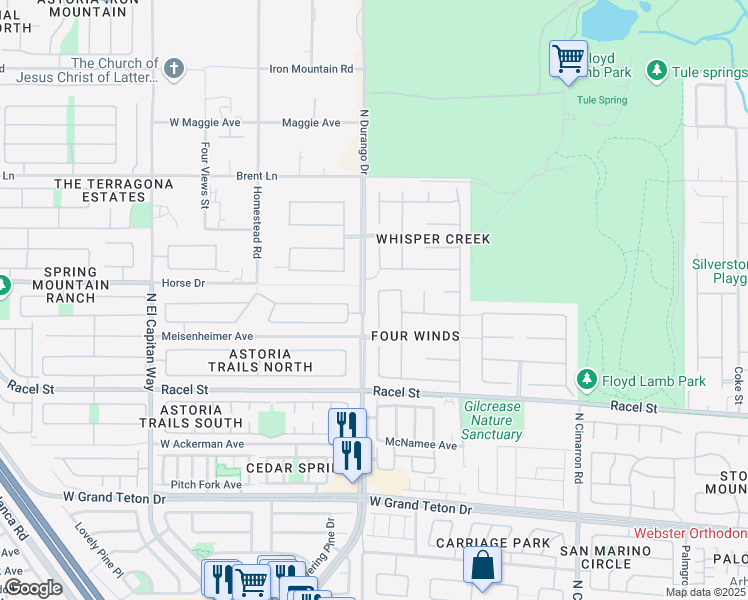 map of restaurants, bars, coffee shops, grocery stores, and more near 8409 Glistening Dew Court in Las Vegas