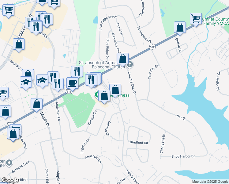 map of restaurants, bars, coffee shops, grocery stores, and more near 100 Windsor Park Lane in Hendersonville