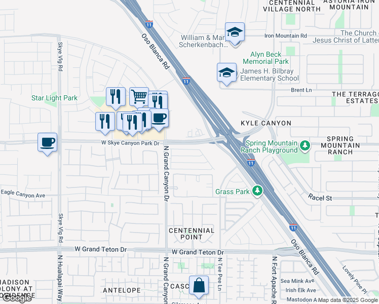 map of restaurants, bars, coffee shops, grocery stores, and more near 9465 Diamond Bridge Avenue in Las Vegas