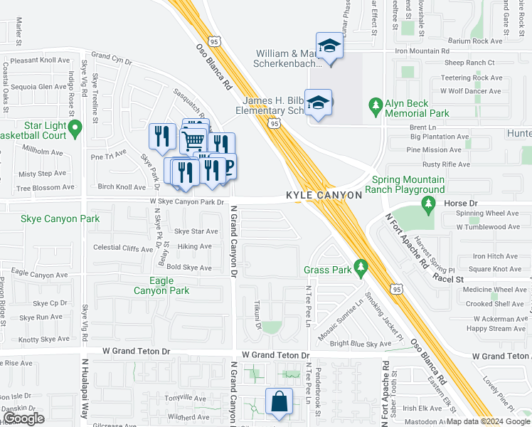 map of restaurants, bars, coffee shops, grocery stores, and more near 9477 Diamond Bridge Avenue in Las Vegas