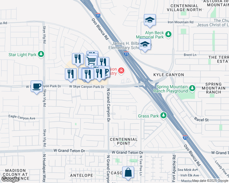 map of restaurants, bars, coffee shops, grocery stores, and more near 9531 Diamond Bridge Avenue in Las Vegas