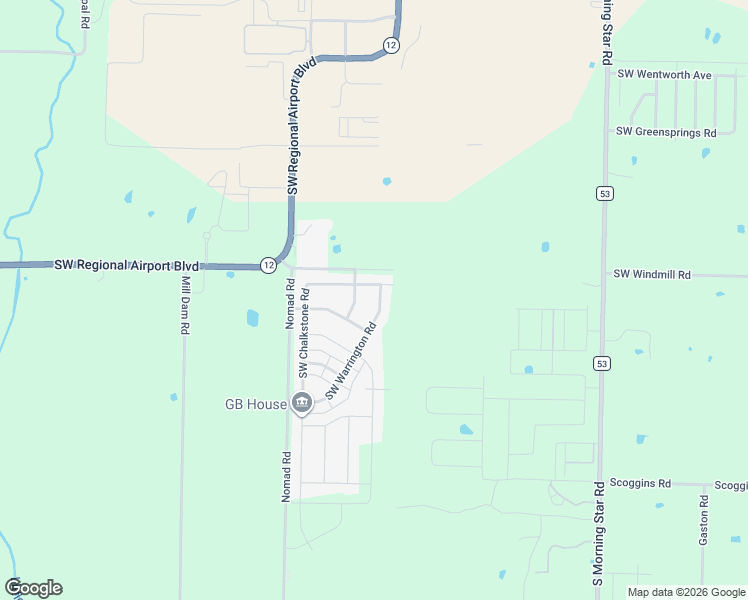 map of restaurants, bars, coffee shops, grocery stores, and more near 6106 Southwest Warrington Road in Bentonville