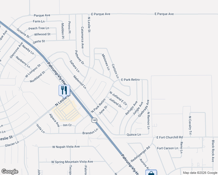 map of restaurants, bars, coffee shops, grocery stores, and more near 6420 Park Retiro in Pahrump