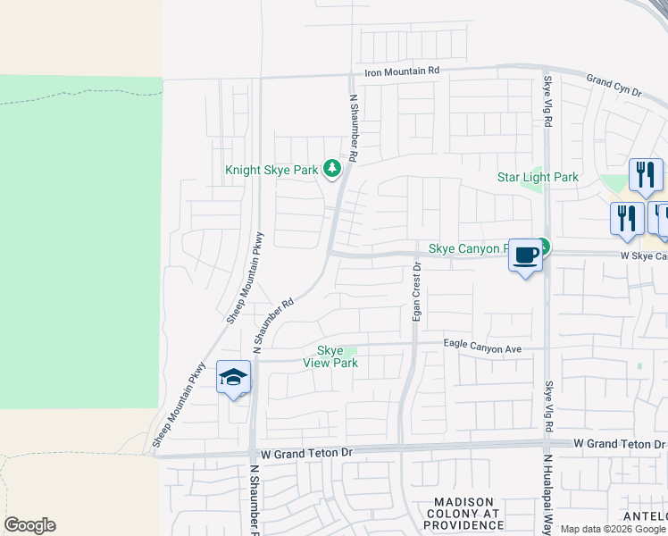 map of restaurants, bars, coffee shops, grocery stores, and more near 8401 Waterwood Street in Las Vegas