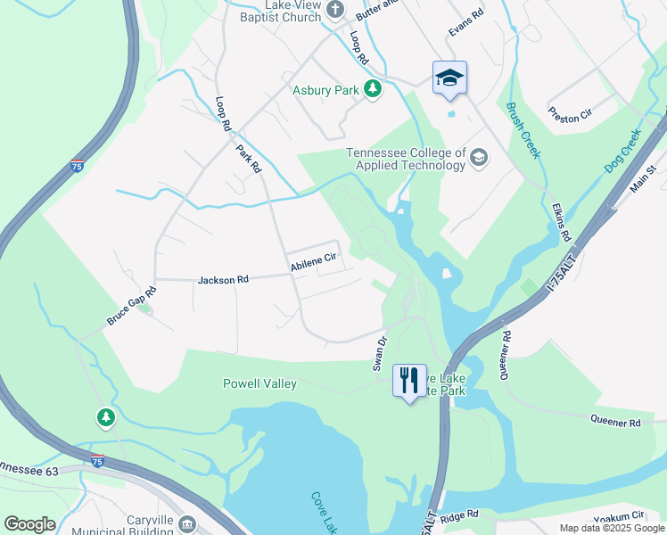 map of restaurants, bars, coffee shops, grocery stores, and more near 137 Flamingo Drive in Caryville
