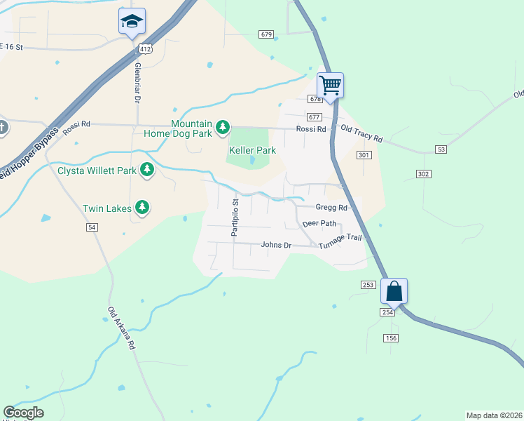 map of restaurants, bars, coffee shops, grocery stores, and more near 3112 Janice Circle in Mountain Home