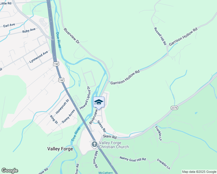 map of restaurants, bars, coffee shops, grocery stores, and more near 1439 Riverview Drive in Elizabethton