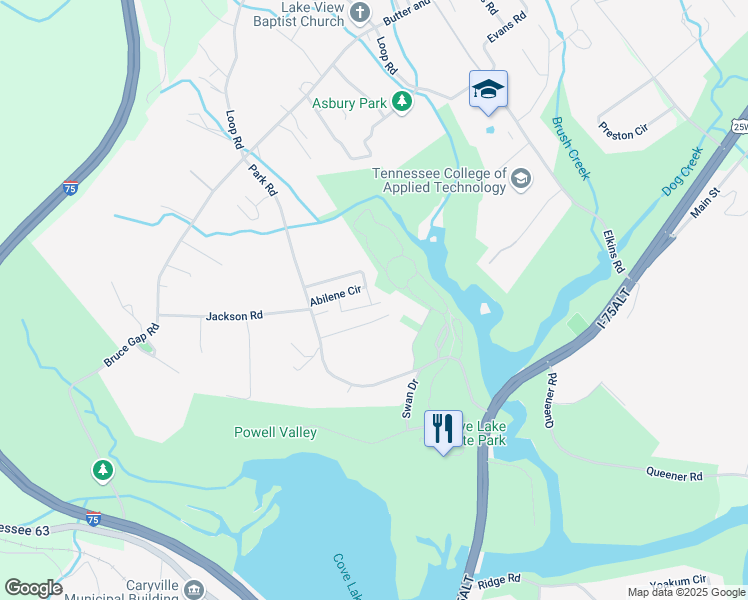 map of restaurants, bars, coffee shops, grocery stores, and more near 137 Flamingo Drive in Caryville