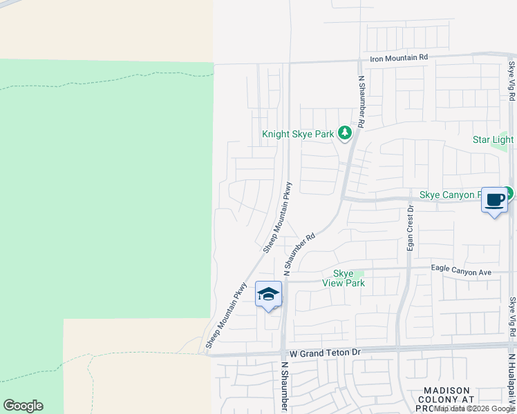 map of restaurants, bars, coffee shops, grocery stores, and more near Puli Drive in Las Vegas