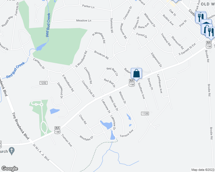 map of restaurants, bars, coffee shops, grocery stores, and more near 2523 Westover Drive in Henderson