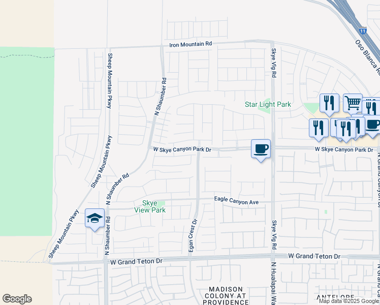 map of restaurants, bars, coffee shops, grocery stores, and more near 10374 Wedgedale Avenue in Las Vegas