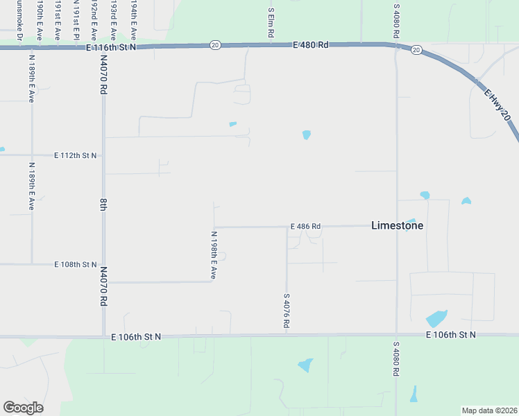 map of restaurants, bars, coffee shops, grocery stores, and more near 20000 East 486 Road in Claremore