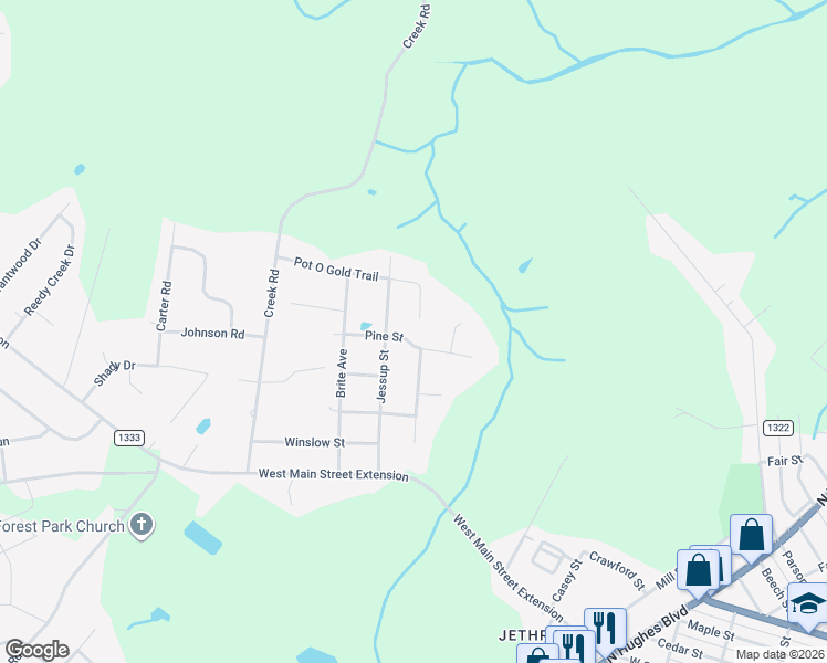 map of restaurants, bars, coffee shops, grocery stores, and more near 1700 Pine Street in Elizabeth City