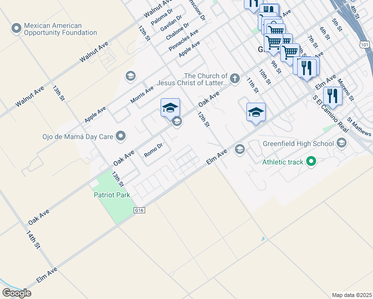 map of restaurants, bars, coffee shops, grocery stores, and more near 38 Gianolini Parkway in Greenfield