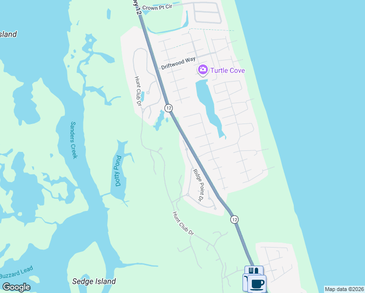 map of restaurants, bars, coffee shops, grocery stores, and more near 758 Ridge Point Drive in Corolla
