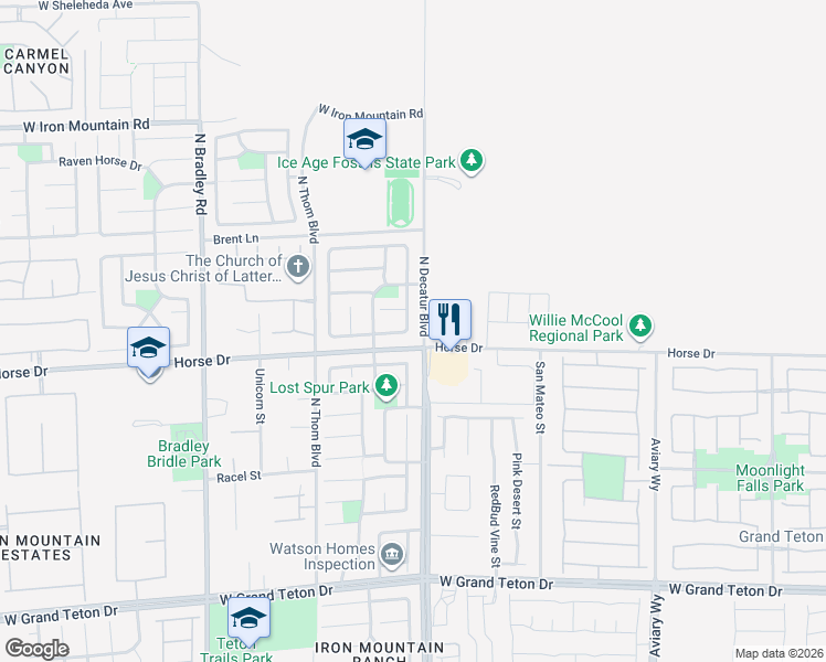 map of restaurants, bars, coffee shops, grocery stores, and more near in North Las Vegas