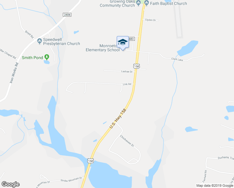 map of restaurants, bars, coffee shops, grocery stores, and more near 140 Shell Road in Reidsville