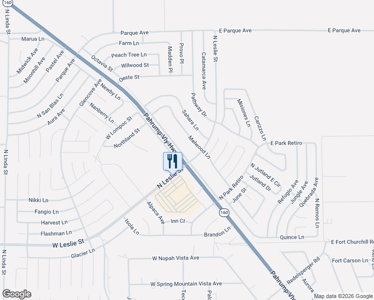 map of restaurants, bars, coffee shops, grocery stores, and more near 6471 Nevada 160 in Pahrump