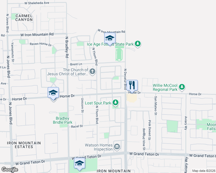 map of restaurants, bars, coffee shops, grocery stores, and more near 8412 Debellis Creek Court in Las Vegas