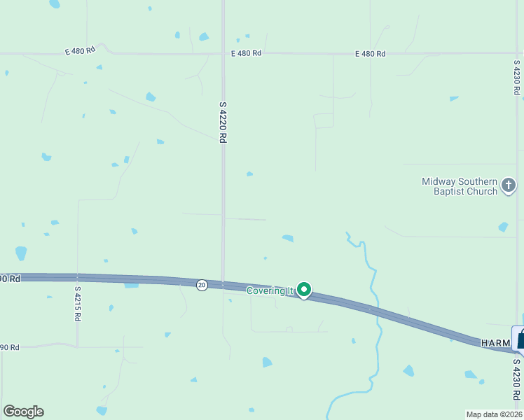 map of restaurants, bars, coffee shops, grocery stores, and more near 20675 South 4220 Road in Claremore