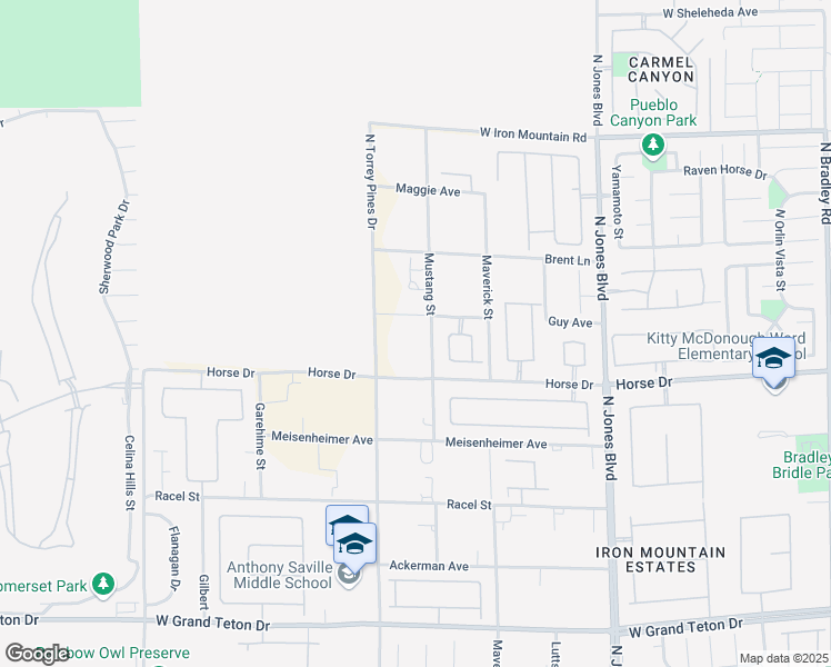 map of restaurants, bars, coffee shops, grocery stores, and more near 6325 Guy Avenue in Las Vegas