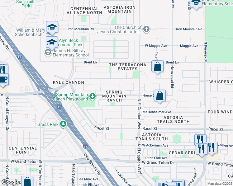 map of restaurants, bars, coffee shops, grocery stores, and more near 8913 Picket Fence Avenue in Las Vegas