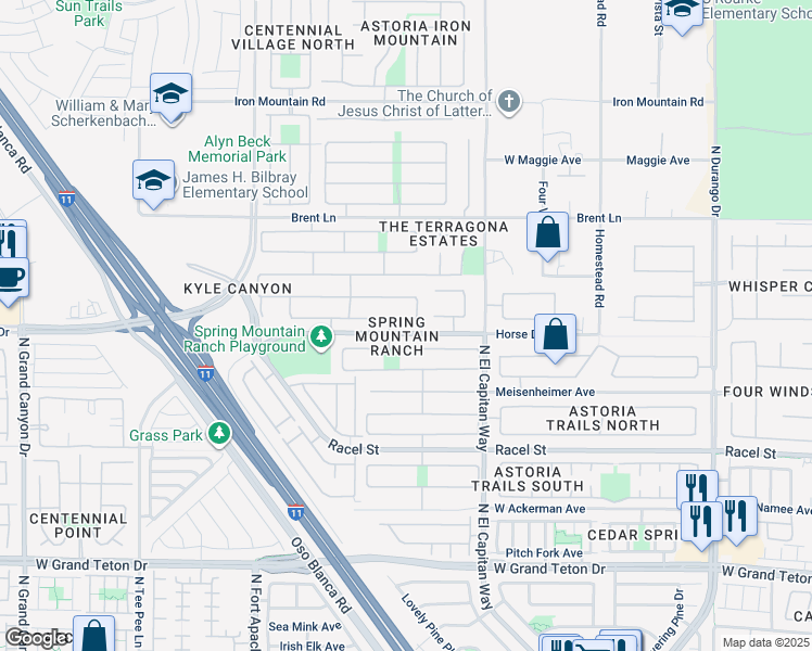 map of restaurants, bars, coffee shops, grocery stores, and more near 8913 Picket Fence Avenue in Las Vegas