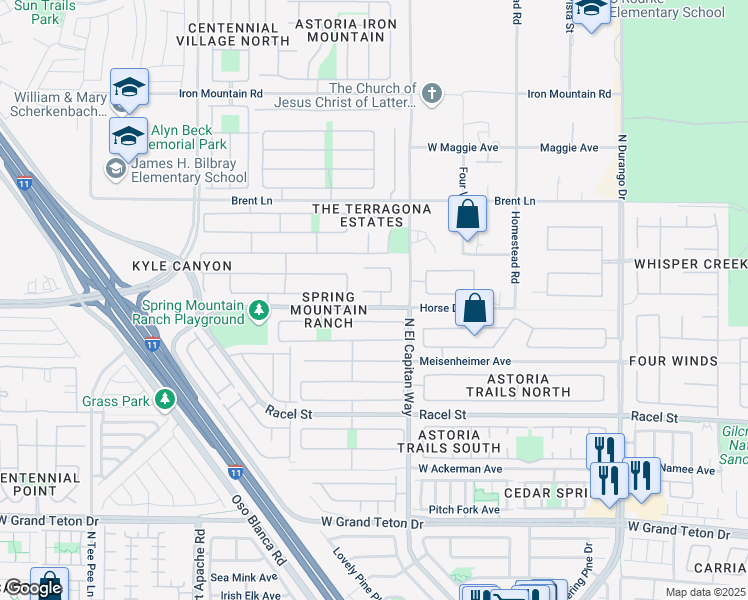 map of restaurants, bars, coffee shops, grocery stores, and more near 8816 Spinning Wheel Avenue in Las Vegas