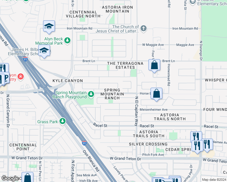 map of restaurants, bars, coffee shops, grocery stores, and more near in Las Vegas