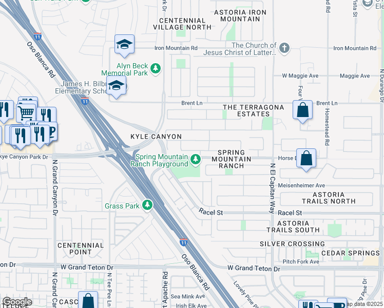 map of restaurants, bars, coffee shops, grocery stores, and more near 9101 Picket Fence Avenue in Las Vegas