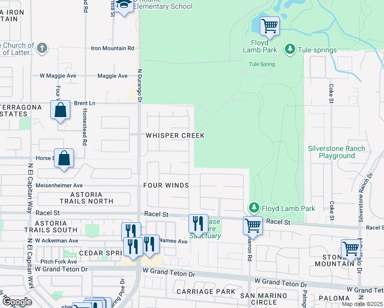 map of restaurants, bars, coffee shops, grocery stores, and more near 8504 Willow Cabin Street in Las Vegas