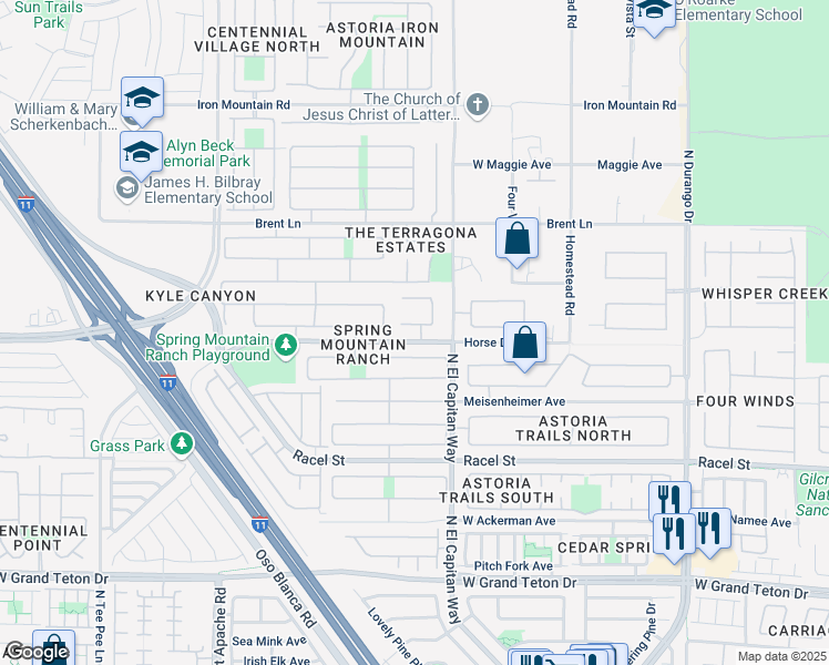 map of restaurants, bars, coffee shops, grocery stores, and more near 8816 Spinning Wheel Avenue in Las Vegas