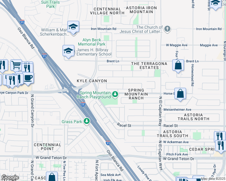 map of restaurants, bars, coffee shops, grocery stores, and more near 9101 Picket Fence Avenue in Las Vegas