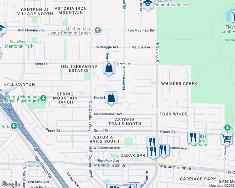 map of restaurants, bars, coffee shops, grocery stores, and more near 8640 Horse Drive in Las Vegas