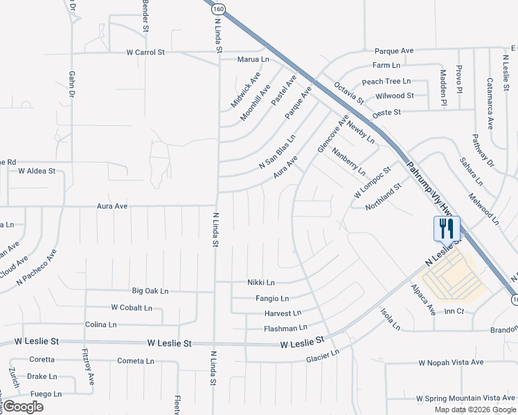 map of restaurants, bars, coffee shops, grocery stores, and more near North Itasca Place in Pahrump