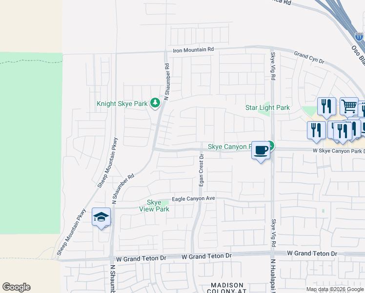 map of restaurants, bars, coffee shops, grocery stores, and more near 10423 Stroma Avenue in Las Vegas