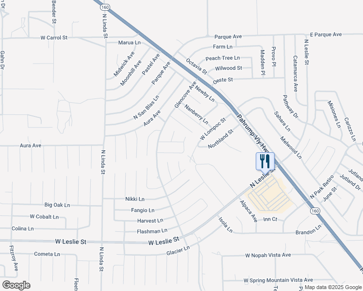 map of restaurants, bars, coffee shops, grocery stores, and more near 701 West Santa Fe Street in Pahrump
