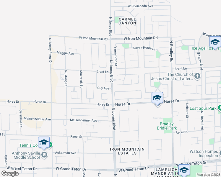 map of restaurants, bars, coffee shops, grocery stores, and more near Guy Avenue in Las Vegas