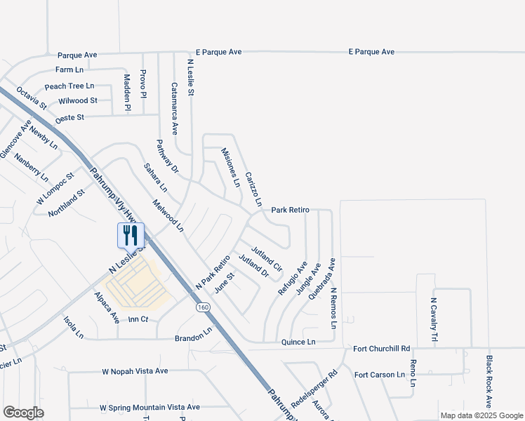 map of restaurants, bars, coffee shops, grocery stores, and more near 280 East Park Retiro in Pahrump